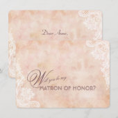 Carte Dentelle Rose Vieux Mariage de papier Matron d'hon (Devant / Derrière)