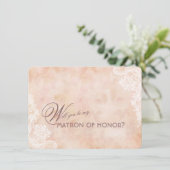 Carte Dentelle Rose Vieux Mariage de papier Matron d'hon (Debout devant)