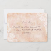Carte Dentelle Rose Vieux Mariage de papier Matron d'hon (Dos)