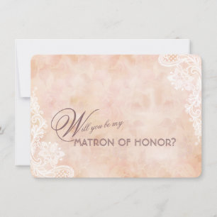 Carte Dentelle Rose Vieux Mariage de papier Matron d'hon