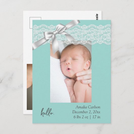 Carte Dentelle Verte Eau (Devant / Derrière)