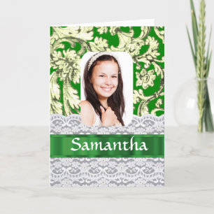 Carte Dentelle verte photo personnalisée