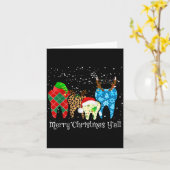 Carte Dentist Teeth Santa Hat Leopard Plaid Dental Merry (Fleur jaune)