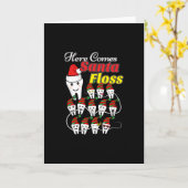 Carte Dentiste Noël - Santa Floss Xmas Jeu de mots (Fleur jaune)