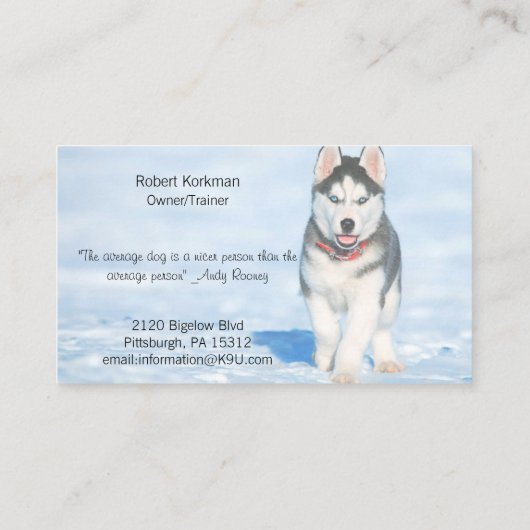 Carte d'entraînement et de chambre de chien roux S (Dos)