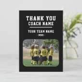 Carte d'entraîneur Merci avec nom d'équipe Photo (Debout devant)