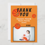 Carte d'entraîneur Merci photo de basket-ball (Devant)