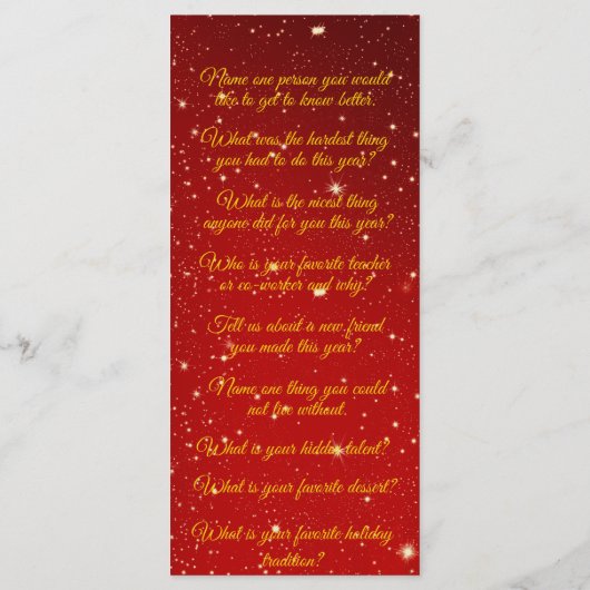 Carte d'entrée Conversation de Noël Jeu de corresp (Dos)