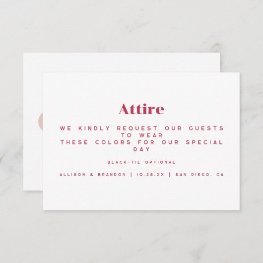 Carte d'entrée simple Mariage (Devant / Derrière)