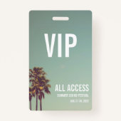 Carte d'entrée VIP All Access Festival Pass Badge  (Dos)