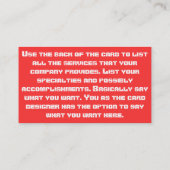 Carte d'entreprise de construction (Dos)