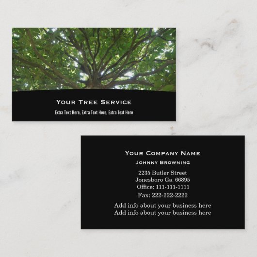 Carte d'entreprise de services d'arbre (Devant / Derrière)