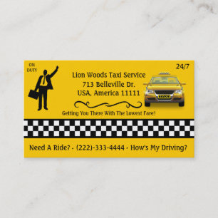 Carte d'entreprise de services de taxi