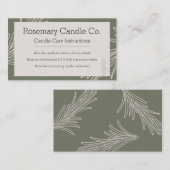 Carte d'entretien aux bougies Rosemary Apothecary  (Devant / Derrière)