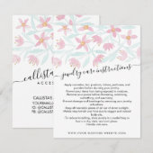 Carte d'entretien pour bijoux en aquarelle rose (Devant / Derrière)