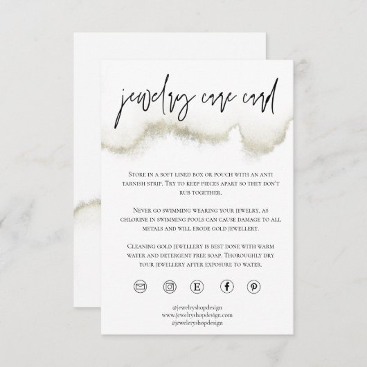 Carte d'entretien pour bijoux en or Ajouter Petite (Devant / Derrière)