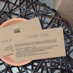 Carte d'entretien pour chandelles personnalisées e