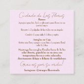 Carte d'entretien rose (Dos)