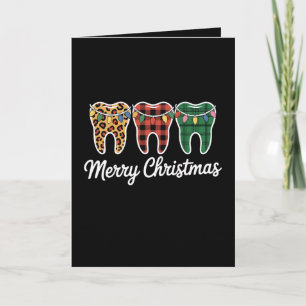 Carte Dents de Noël Léopard à Carreaux Lumineux Dentiste