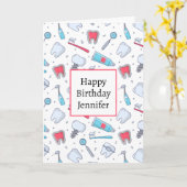 Carte Dents et outils Motif dentaire Anniversaire (Fleur jaune)