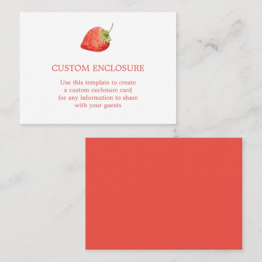 Carte d'enveloppe de fraise d'aquarelle (Devant / Derrière)