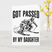Carte Dépassé par ma fille drôle de ski (Fleur jaune)