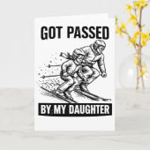 Carte Dépassé par ma fille drôle de ski (Fleur jaune)