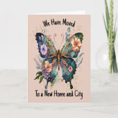 Carte déplacée avec papillon et fleurs (Devant)