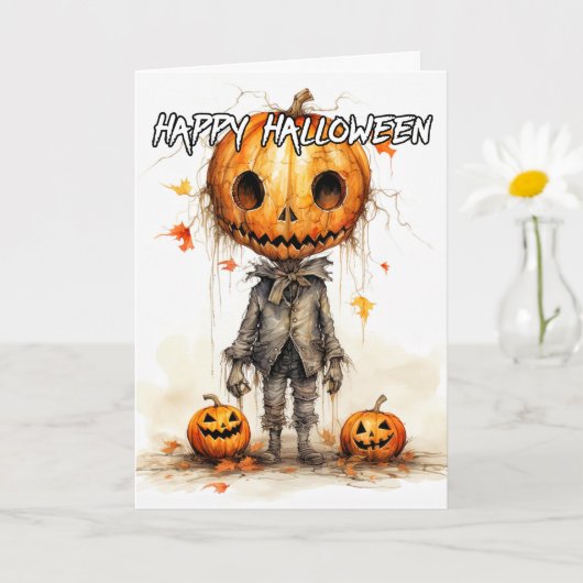 Carte Déplaisant Happy Halloween Citrouille Art (Petite plante)