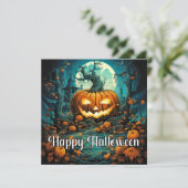 Carte Déplaisant Happy Halloween Citrouille Illustration (Debout devant)
