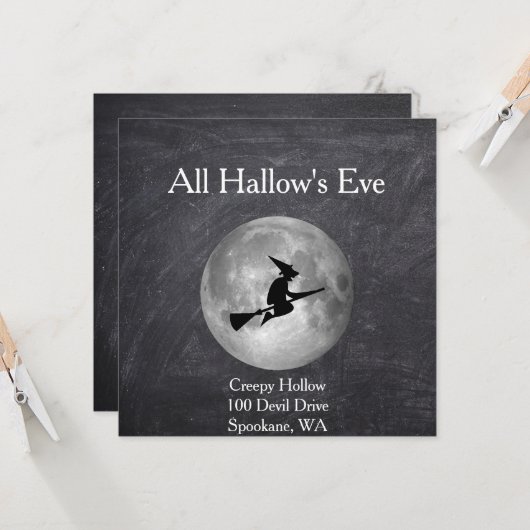 Carte déplaisante Hollow Halloween Witch et Moon C (Devant/Arrière en situation)