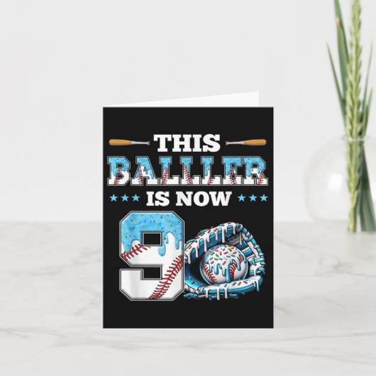 Carte Dérive de baseball 9e fête d'anniversaire garçon V (Devant)