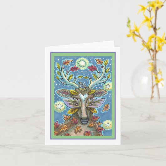 Carte DERNIER D'ART EN FORÊT DE L'AUTOMNE, BIRD NEST Bla (Fleur jaune)