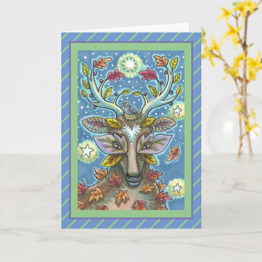 Carte DERNIER D'ART EN FORÊT DE L'AUTOMNE, BIRD NEST Bla (Fleur jaune)