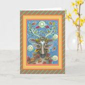 CARTE DERNIER D'ART EN FORÊT DE L'AUTOMNE, NID D'OISEAU  (Fleur jaune)