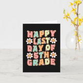 Carte Dernier jour de 5e année Mignon Groovy Professeur  (Fleur jaune)