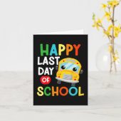 Carte Dernier jour de classe Chauffeur de bus scolaire E (Fleur jaune)