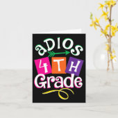 Carte Dernier jour de l'école Adios 4e année de diplôme  (Fleur jaune)