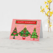 Carte des arbres folkloriques de Noël scandinave (Fleur jaune)