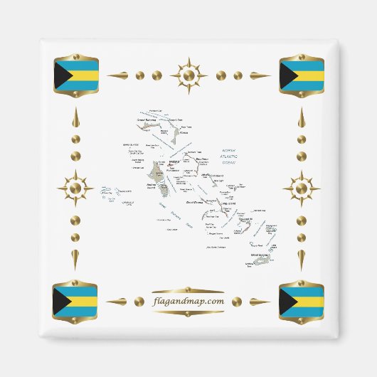 Carte des Bahamas + Magnet des drapeaux (Devant)