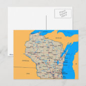 Carte des cartes postales du Wisconsin (Devant / Derrière)