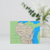 Carte des cartes postales du Wisconsin (vert) (Debout devant)
