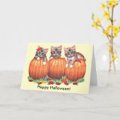 Carte Des chatons en Citrouille pour Halloween (Fleur jaune)