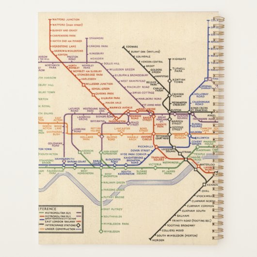 Carte des chemins de fer souterrains de Londres (Dos)