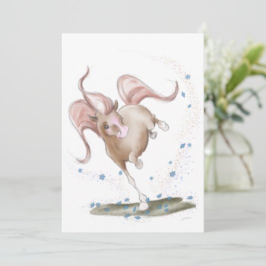 Carte des chevaux, illustration avec fleurs (Debout devant)