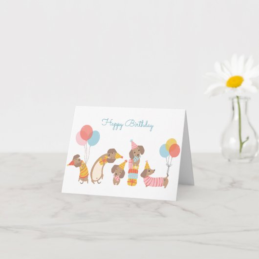 Carte Des chiens drôles et mignons font la fête (Petite plante)