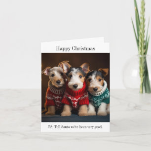 Carte Des chiots Fox Terrier dans les pulls de Noël