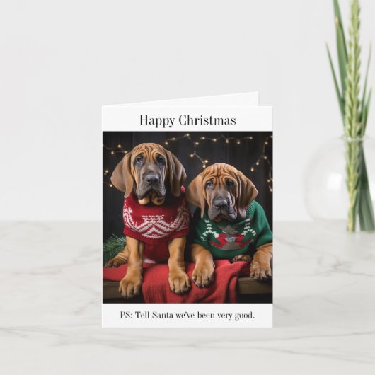 Carte Des chiots sanglants dans les pulls de Noël (Devant)
