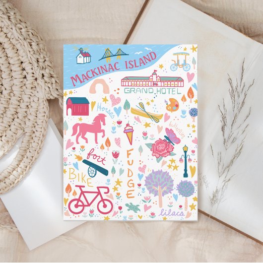 Carte des choses préférées de l'île de Mackinac Mi