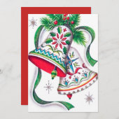 Carte des cloches de Noël vintage rétro (Devant / Derrière)